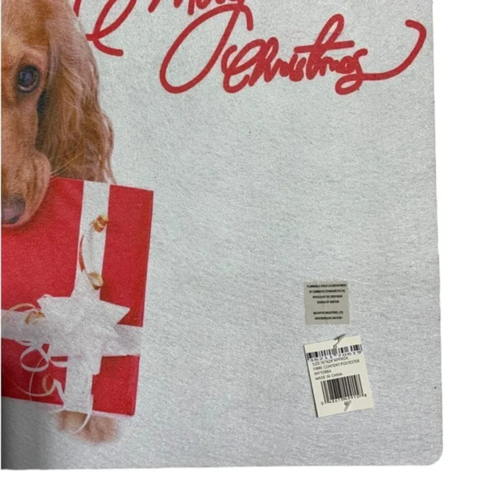 Holiday Doormat Puppy Dog Christmas Decor Rectangle 16 X 24 In Multicolor